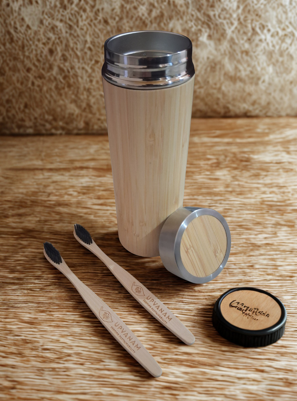 Bamboo Water Bottle & Bamboo Toothbrush Combo | Eco-friendly | Sustainable | Budget friendly | - Near to Nature