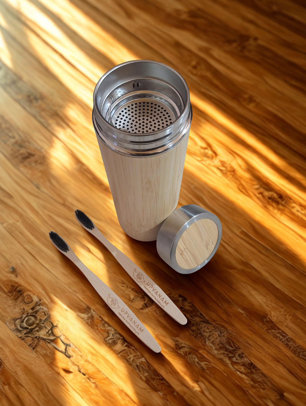 Bamboo Water Bottle & Bamboo Toothbrush Combo | Eco-friendly | Sustainable | Budget friendly | - Near to Nature