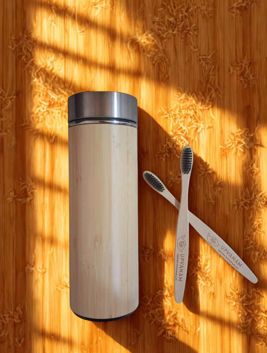 Bamboo Water Bottle & Bamboo Toothbrush Combo | Eco-friendly | Sustainable | Budget friendly | - Near to Nature