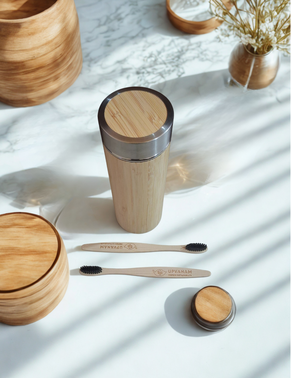 Bamboo Water Bottle & Bamboo Toothbrush Combo | Eco-friendly | Sustainable | Budget friendly | - Near to Nature
