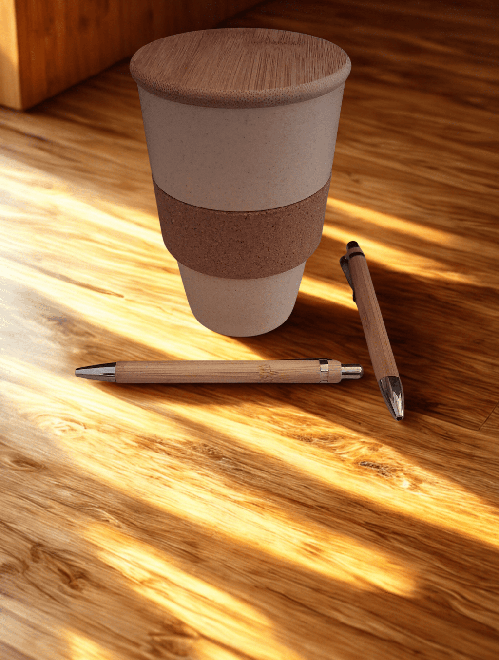 Wheat Straw Coffee Mug with bamboo lid & Bamboo Ball Pen Combo | Eco-friendly | Sustainable | - Near to Nature