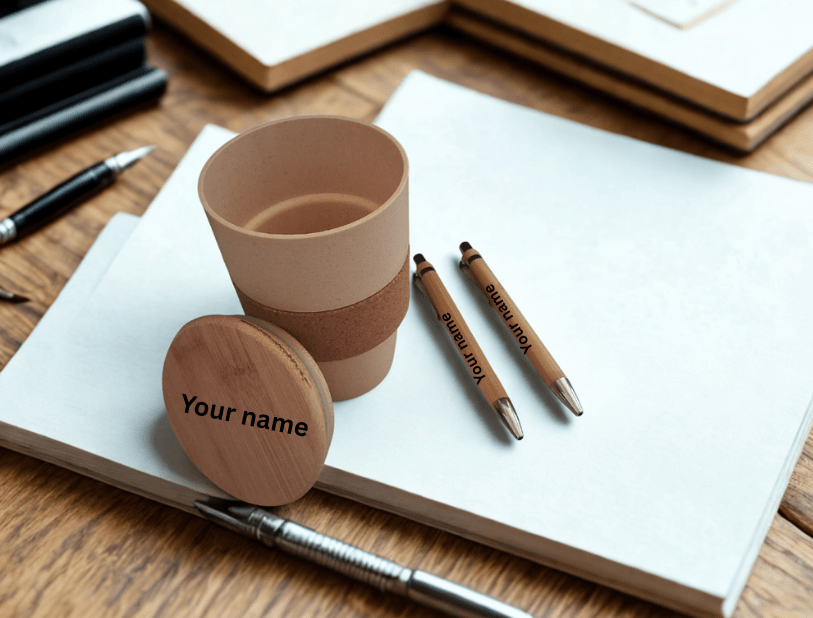 Customized Wheat Straw Coffee Mug & Bamboo Pen Combo | Eco-friendly | Budget friendly | - Near to Nature