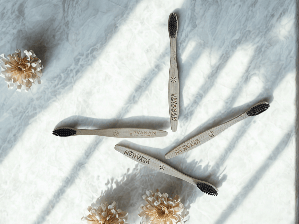 Organic Bamboo Toothbrush | Eco-friendly | Charcoal infused bristles | Kids | Set of 4 | - Near to Nature