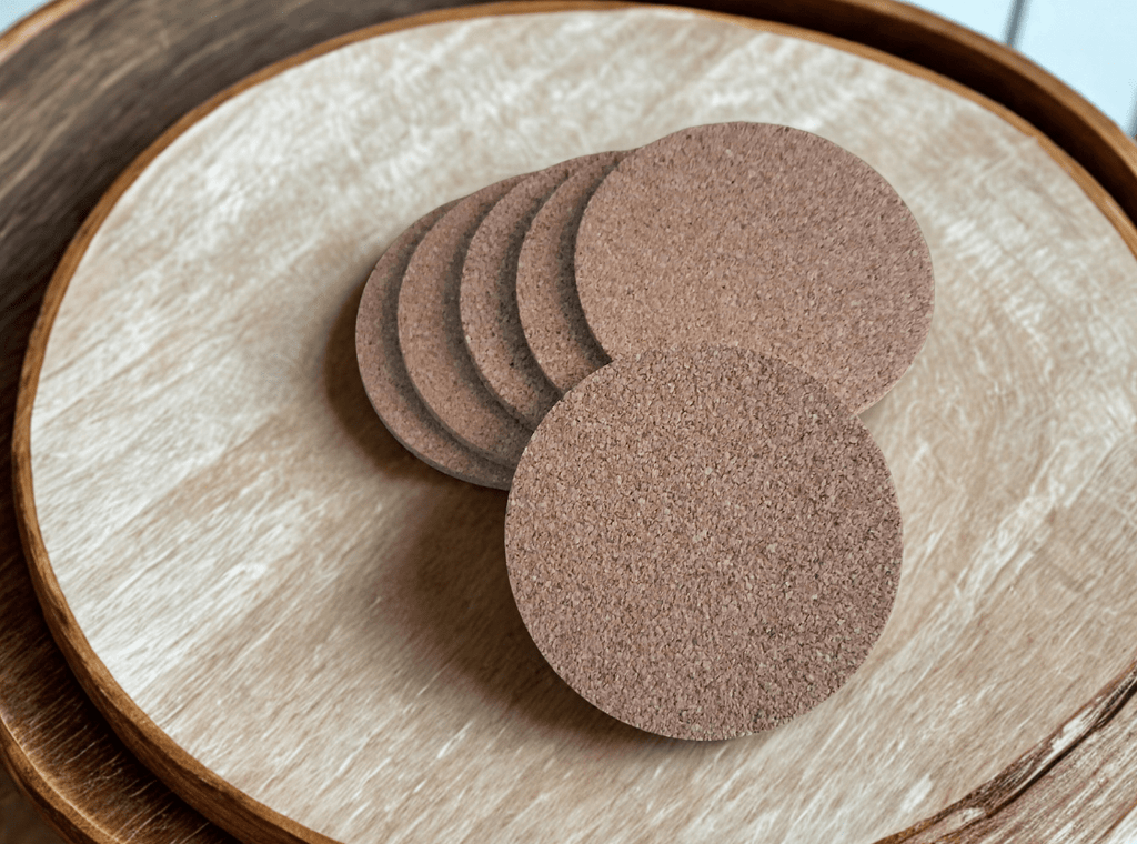 Wood Cork Coaster|Eco-friendly|Natural|Sustainable|Round|Home & Office|Set of 6| - Near to Nature