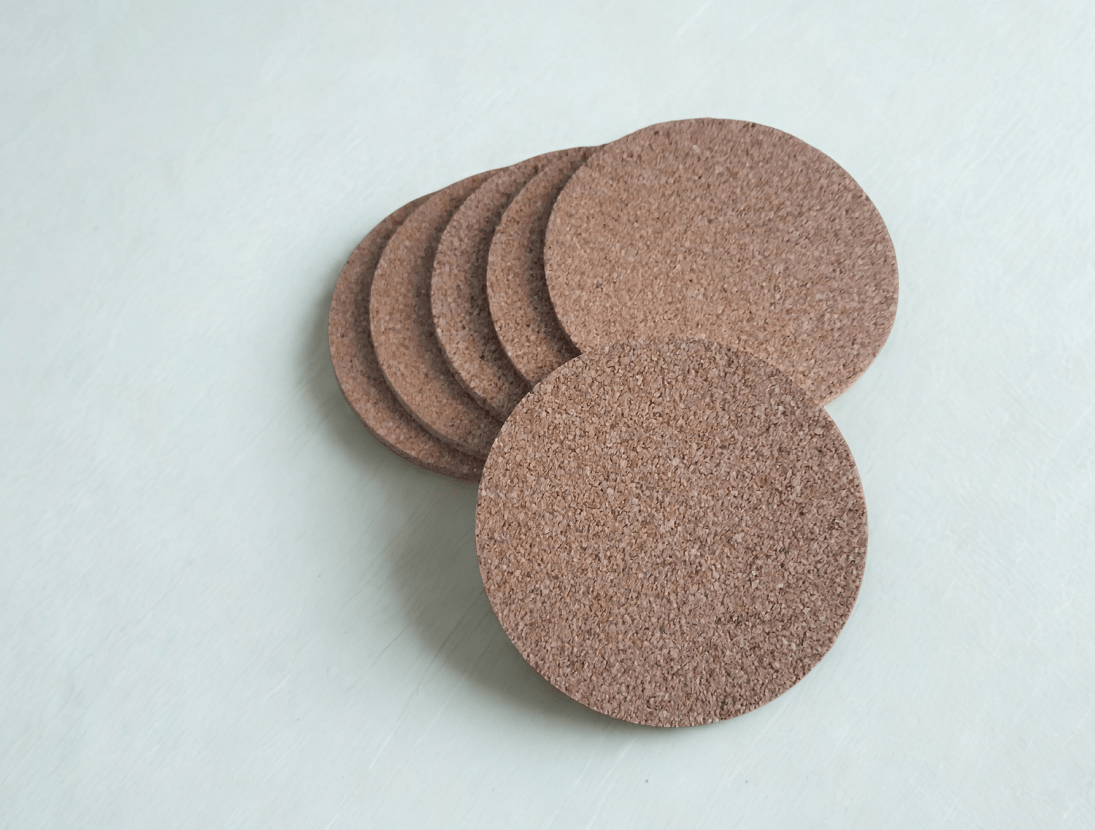Wood Cork Coaster|Eco-friendly|Natural|Sustainable|Round|Home & Office|Set of 6| - Near to Nature