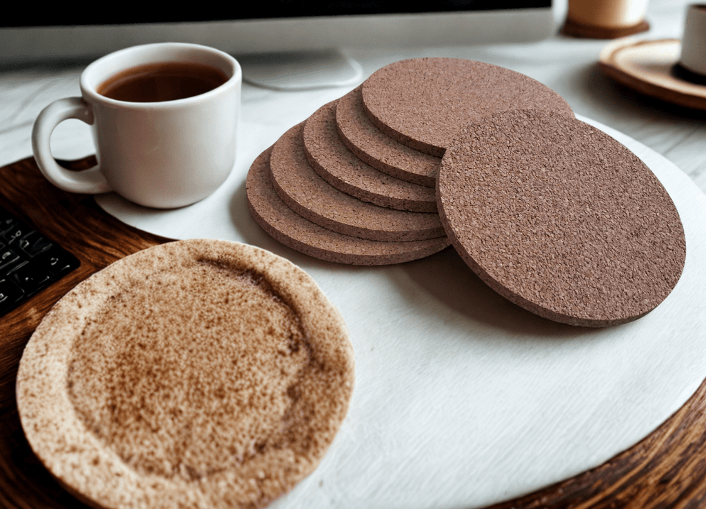 Wood Cork Coaster|Eco-friendly|Natural|Sustainable|Round|Home & Office|Set of 6| - Near to Nature