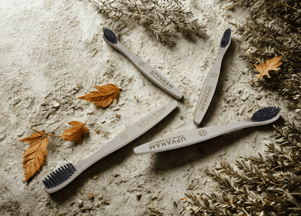 Organic Bamboo Toothbrush | Eco-friendly | Charcoal infused bristles | Kids | Set of 4 | - Near to Nature