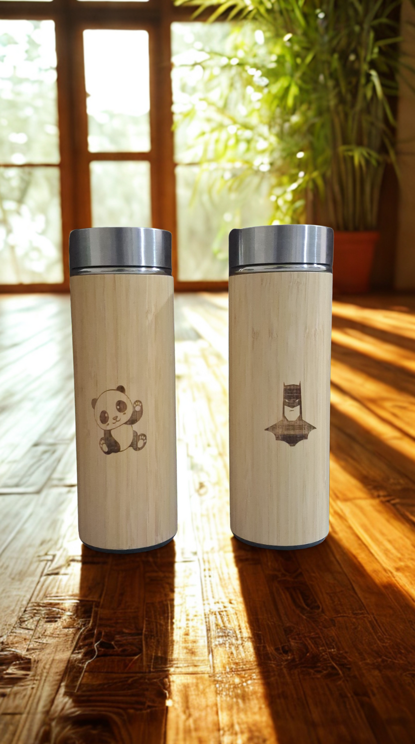 Customized Bamboo Water Bottle | Eco-friendly | BPA free | With strainer | Hot and Cold |450ml | - Near to Nature