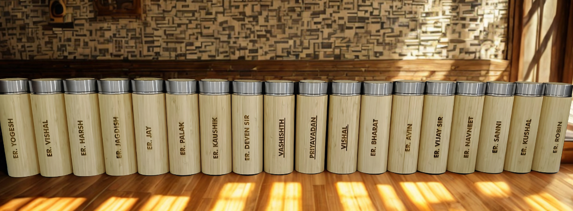 Customized Bamboo Water Bottle | Eco-friendly | BPA free | With strainer | Hot and Cold |450ml | - Near to Nature