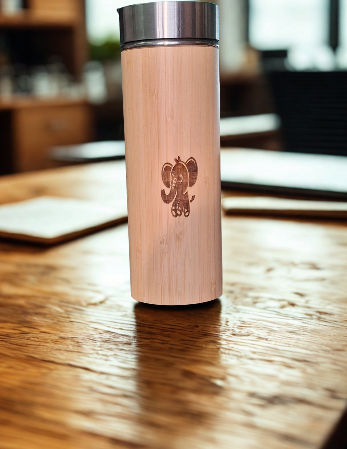 Customized Bamboo Water Bottle | Eco-friendly | BPA free | With strainer | Hot and Cold |450ml | - Near to Nature