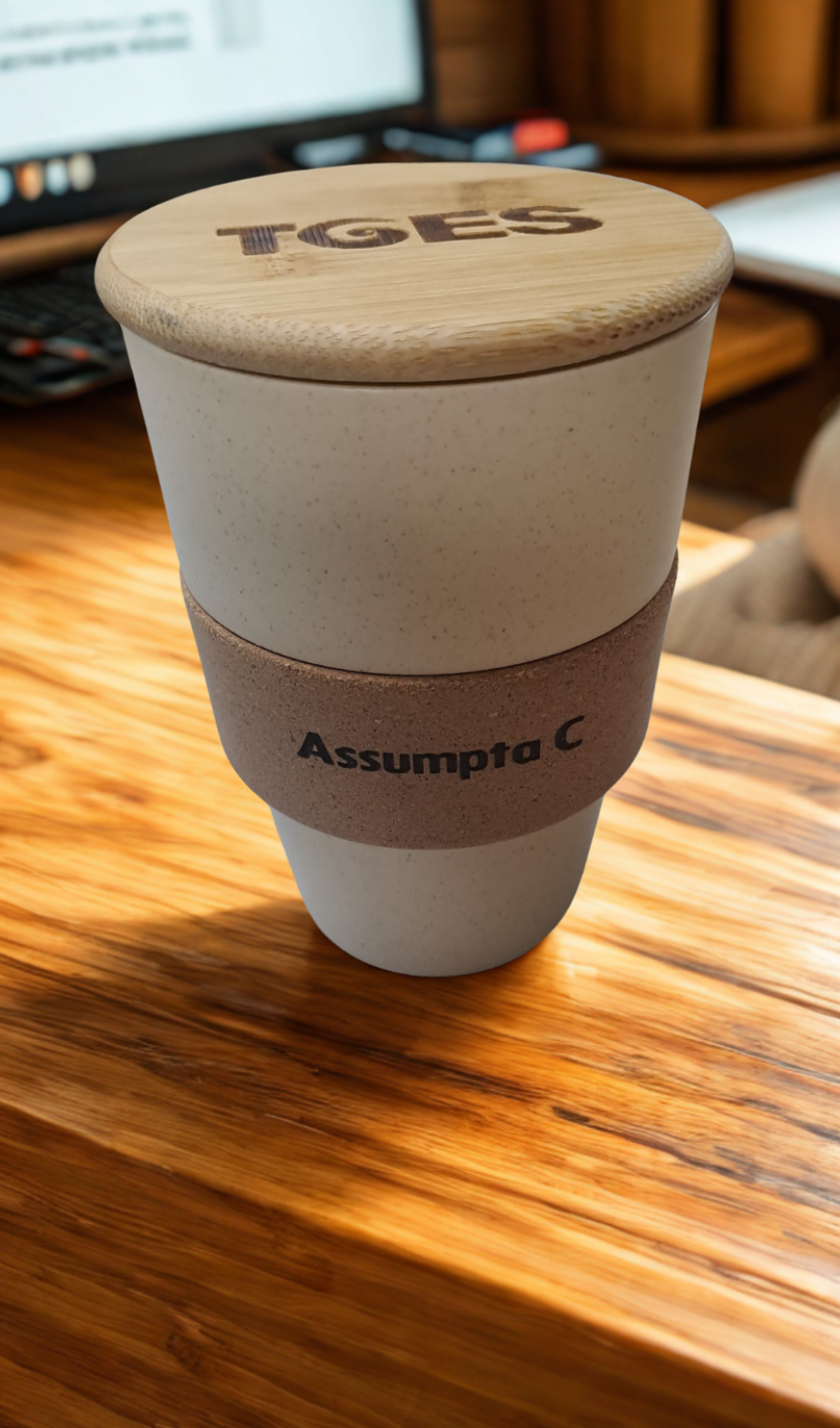 Customized Wheat Straw Coffee Mug with bamboo lid | Eco-friendly | Sustainable | 450ml - Near to Nature